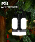 Rechargeable Camping Lantern With Five Sided Lighting, 1000 Lumens, IPX5 Waterproof hanging outdoors in rain