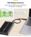 Top Notch USB4 And Thunderbolt 3 M.2 Nvme Ssd Enclosure Featuring Chill Aluminum Heatsink Casing on a desk connected to a laptop.