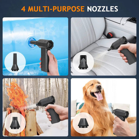 Powerful Electric Air Duster Beast With 180000 RPM Brushless Motor 3 Speed Adjustable Cordless Blower with 4 Nozzles