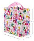 10.47 Inch Square Gift Bag With Watercolor Dots And Just For You Design, sturdy high quality paper, 10.47 by 10.47 by 4.88 inch