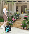 Garden Hose Reel Cart Holds Fifty To One Hundred Thirty Feet Of Five Eighth Inch Hose Wall Mounted Portable Hose Reel Holder in garden