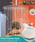 Enga Dual Head Shower System with 4 Body Jets, 16" + 6" Round Shower Head with 2 in 1 Handheld Combo, Ceiling Mounted Shower Jets System Shower Faucet Set, Brushed Nickel featuring 16" round shower head spraying water.