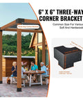 Heavy Duty Pergola Bracket Kit 6x6 Four Corner Brackets And 3 Way Post Base for gazebo with group dining outdoors