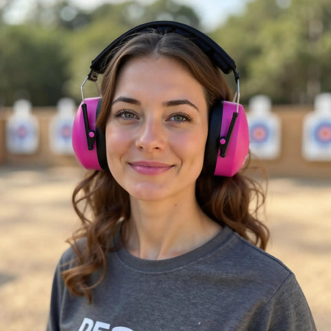 High NRR 37dB Safety Ear Muffs For Shooting And Industrial Work, Ultra Comfortable Hearing Protection With Padded Headband, Maximum Noise Reduction For Loud Tools And Motors, Pink