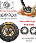 Heavy Duty Pneumatic Swivel Caster Wheels 4 Pack Built Tough showing double-layer steel ball track and high precision ball bearings.