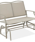 Two Person Outdoor Patio Swing Glider With Smooth Rocking Motion, Textilene Fabric Over Powder Coated Steel Frame For Weather Resistant Comfort