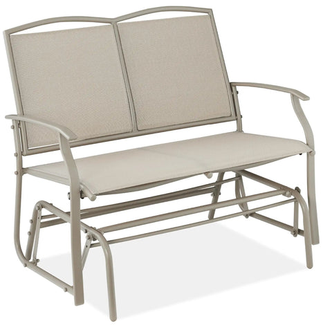 Two Person Outdoor Patio Swing Glider With Smooth Rocking Motion, Textilene Fabric Over Powder Coated Steel Frame For Weather Resistant Comfort