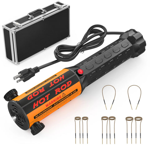 Solary induction bolt heater tool, 1100W 110V, black/orange cylinder with cord; includes 8 coils and 2 hooks, carrying case