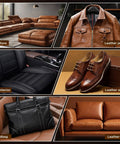 Black Leather And Vinyl Repair Kit For Car Interiors Home Furniture Couches And Kicks Easy No Fuss Quick Fix For Scratches Tears And Scuffs Gets Your Gear Straight Back To Life Fast, showcasing various leather items and furniture.