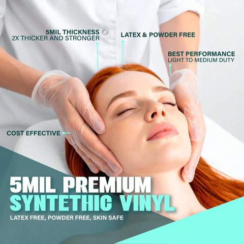 Clear Vinyl Exam Gloves Case Of 1000 Powder Free Latex Free Disposable Medical And Food Safe Hand Protection With Beaded Cuffs Delivering Hella Comfort And Straight Up Reliability For Your Daily Grind used during facial treatment.