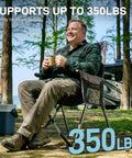 Man sitting in Lightweight Folding Recliner Chair For Adults With 4 Position Adjustable Back Portable Lawn Chair For Patio