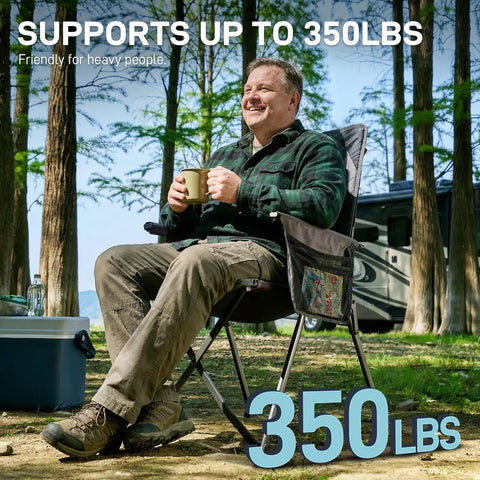 Man sitting in Lightweight Folding Recliner Chair For Adults With 4 Position Adjustable Back Portable Lawn Chair For Patio