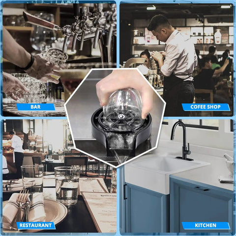 360 Degree Glass Rinser For Kitchen Sink Matte Black Cup Washer in home bar and cafe settings with high pressure cleaning