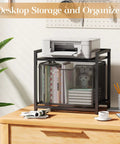 Under Desk Storage Organizer With Drawer Rolling File Cabinet Adjustable Tabletop Double Tier Industrial Shelves On Fixed Feet Wheels Sofa Side Table For Home And Office Black showcasing printer and books on top.