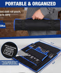Person holding roll pouch of 30 Piece Heavy Duty Punch And Chisel Set With Roll Pouch Cold And Cape Chisels Center Pin And Taper Punches