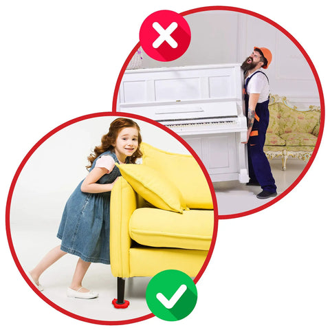 Heavy Duty Furniture Lifter With Four Sliders For Easy Moving, Appliance Roller For Sofas, Couches And Fridges, Adjustable Height