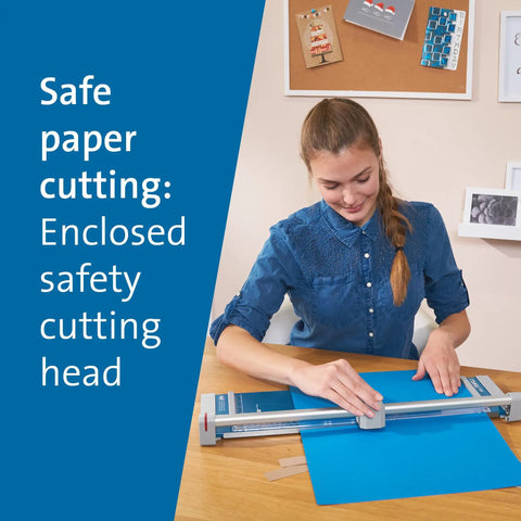 18 Inch Rotary Paper Trimmer Featuring Self Sharpening Blade And Automatic Clamp With Rock Solid Metal Base For Dead On Precision Cuts And No Sweat Workspace Setup Perfect For Office Or School Use
