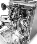 Top Tier Home Barista Bundle Pairing A Next Level Espresso Machine With A Precision Burr Grinder For Smooth Cafe Quality Shots Daily In Sleek Stainless Steel And Matte Black Finish That Really Slaps - close-up of E61 heat exchanger and details.