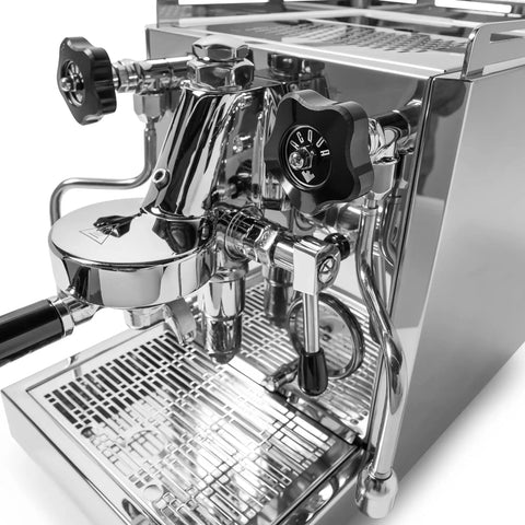 Top Tier Home Barista Bundle Pairing A Next Level Espresso Machine With A Precision Burr Grinder For Smooth Cafe Quality Shots Daily In Sleek Stainless Steel And Matte Black Finish That Really Slaps - close-up of E61 heat exchanger and details.