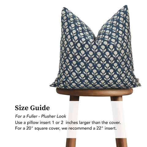 Hand Block Print Throw Pillow Covers Set Artisan Made 100 Percent Cotton With Zipper Closure Neutral Boho Cozy Accent For Sofa Bed Chair Deep Blue 20x20 Inches Pack Of 2 on chair