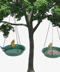 Hanging Bird Feeder And Bird Bath Combo For Outdoors Ready For Easy Setup 10 Inch Tray 16 Inch Chain Durable Plastic