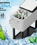 80 Quart Rolling Ice Chest On Wheels With Bottle Opener, Portable Patio Party Cooler Cart With Shelves For Beverages And Ice