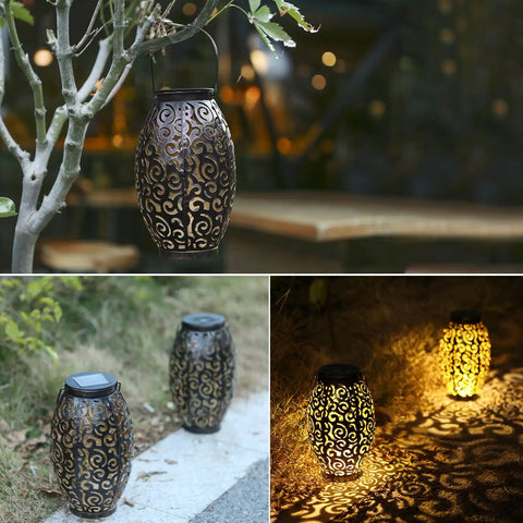 Fairy Solar Lights Outdoor Garden Decor Bucket Type 2 Pack Waterproof Lanterns for Patio, casting warm glow at night