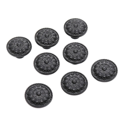 8 Pack Black Vintage Dresser Drawer Knobs Pulls For Cabinets And Cupboards With 1.25 Inch Single Hole Hardware Zinc Alloy Handle Set Includes 16 Screws In Two Lengths 25mm And 40mm