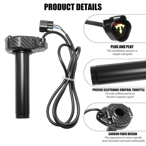Quick Twist Throttle Grip Kit With Rolling Bearing, Waterproof Plug And Play Harness, Imitation Carbon Fiber Handle shown