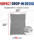 20x30x1 Go To Electrostatic Air Filter MERV 8 Washable and Reusable, showing perfect drop-in design with custom fit dimensions