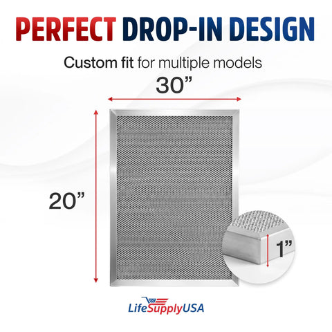 20x30x1 Go To Electrostatic Air Filter MERV 8 Washable and Reusable, showing perfect drop-in design with custom fit dimensions