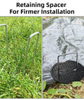 Heavy Duty Galvanized Steel U Shape Garden Stakes And Fixing Gasket Sets For Weed Fabric And Sod Turf Pins in use