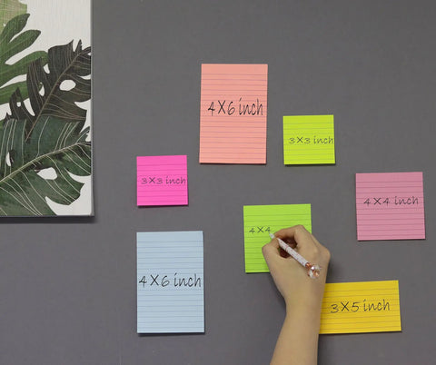 Colorful 4x6 Inch Sticky Notes, Eight Bright Colors, 320 Sheets Total Across Eight Pads, Mega Sticky Adhesive on gray surface