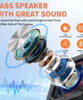 Exploded view of magnetic Bluetooth speaker components showing 18W loudspeaker details, for Go-To Golf Cart Speaker With Storage Case Magnetic Bluetooth Speaker For Outdoor Use IPX7 Waterproof 24 Hour Playtime 18W Loud Stereo Sound Built For The Course And Perfect Golf Cart Accessories And Gifts For Men.
