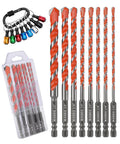 17-piece concrete drill bit set with carbide hex-shank bits and bit holder, sizes 5/32in–1/2in.