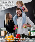 Family in kitchen with Hydrogen Peroxide Solution Twelve Percent Food Grade One Gallon Multipurpose Cleaner in background.