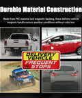 Delivery Vehicle Magnet Sign Set 9x4 Inches Weatherproof Reflective Warnings for Frequent Stops installed on various vehicles