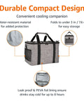 Big Capacity Soft Insulated Leak Proof Cooler Bag For On The Go Picnics And Beach Trips 50 Can Chill Keeper in gray, folded
