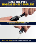 Close-up of AOOSEDOO PTFE hose assembly tool with double-ended AN wrench for 4AN–10AN fuel lines