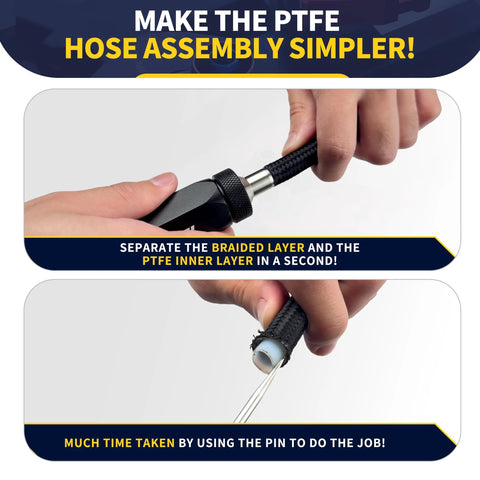 Close-up of AOOSEDOO PTFE hose assembly tool with double-ended AN wrench for 4AN–10AN fuel lines
