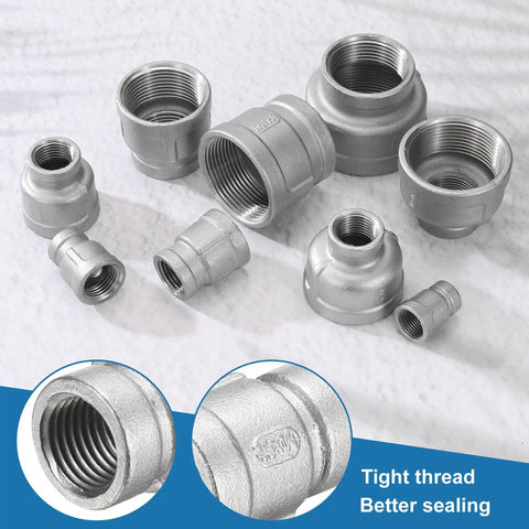 Two Inch By One And Quarter Inch NPT Female Reducing Coupling 304 Stainless Steel Pipe Fitting For Water Oil Gas Applications