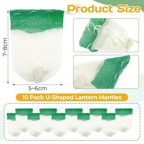 10 Pcs Propane Lantern Mantles U Shaped For Outdoor Lighting Fixtures Camping Green Replacement Lantern Shades Durable Easy To Install Each Mantle Measures About 3.2 Inches Long By 2.2 Inches Wide Ideal Replacement Set For Outdoor Lanterns