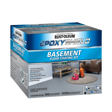 Epoxy Basement Floor Coating Kit For Concrete, Two-Part Epoxy, Satin Gray Finish, 120 Fl Oz, Ultra Durable And Easy To Clean