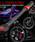 1/2 Inch Drive Torque Wrench with 10 to 170 Ft Lb Range and 13.6 to 230.5 Nm Dual Scale shown with a car and motorcycle