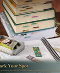 Magnetic Christian Bookmark Set Of 6 Pagemarkers With Scripture Quotes and Uplifting Messages on stacked books for Bible study.