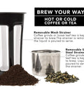 Removable mesh strainer and stainless steel strainer for 50 Oz Stainless Steel Thermal Coffee Carafe Insulated Vacuum Double Walled Beverage Dispenser With Tea Infuser And Strainer For Hot Or Cold Drinks Keeps Your Brew Hot Or Cold For Hours