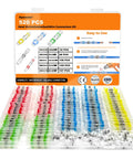 520 Piece Solder Seal Wire Connectors Kit with Waterproof Heat Shrink Butt Terminals, color-coded, packaging display