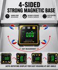 Tough Magnetic Digital Angle Finder And Laser Inclinometer Gauge with 4-sided magnetic base and auto-rotating display.