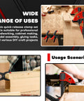 10-Piece Bar Clamp Set With 12-Inch And 6-Inch Dual-Size Quick Release Ratcheting Wood Clamps in woodworking workshop