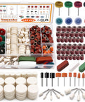 185 Piece Wool Felt Polishing Kit with Sanding Drum for one eighth inch shank rotary tools in storage case
